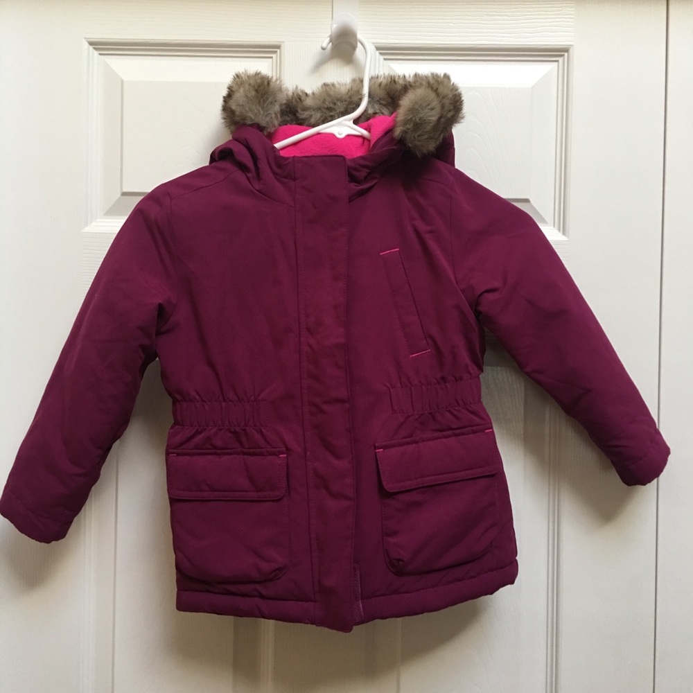 Kids water resistant, faux fur hood, jacket